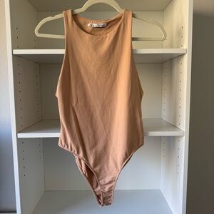 NWOT Medium Nude Zara High Neck Bodysuit